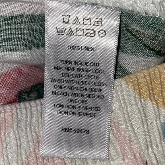 CYNTHIA ROWLEY 100% Linen Tropical Print Wide Leg Crop Pants Womens Size - Picture 6 of 6